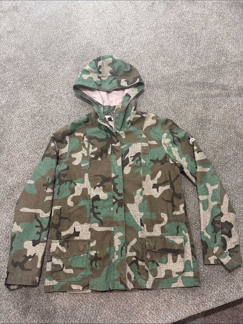 Volcom Women’s Green Camouflage Hooded Jacket